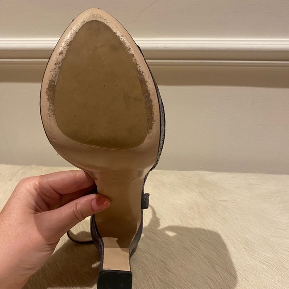 Miu Miu Snake-Effect Leather Slingback Sandals in Royal Blue - Picture 3 of 6